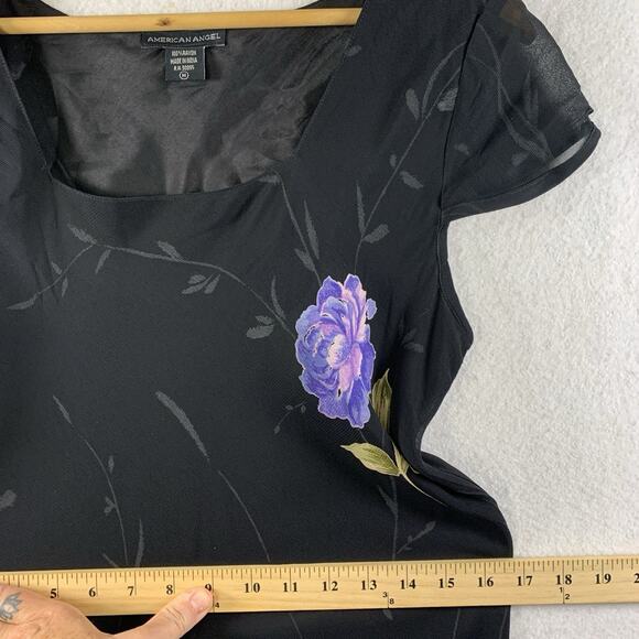 VTG American‎ Angel Womens Floral Maxi Dress Sz M Fairy Grunge Y2K Dark Romantic - Picture 8 of 13